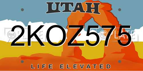 2KOZ575 Utah License Plate