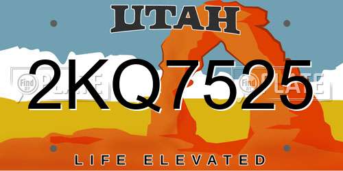 2KQ7525 Utah License Plate