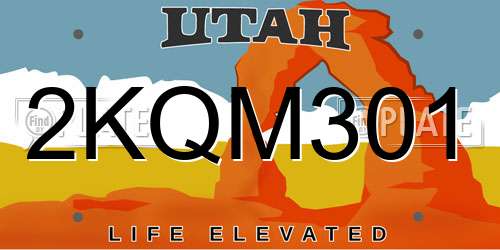 2KQM301 Utah License Plate