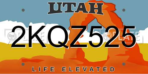 2KQZ525 Utah License Plate