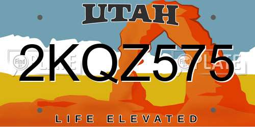 2KQZ575 Utah License Plate