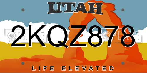 2KQZ878 Utah License Plate