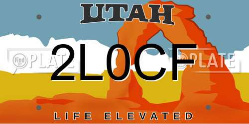 2L0CF Utah License Plate