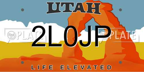 2L0JP Utah License Plate