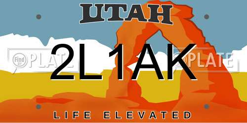 2L1AK Utah License Plate