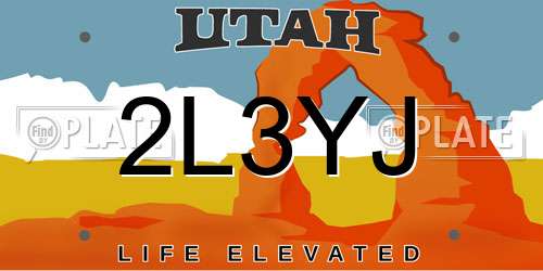 2L3YJ Utah License Plate