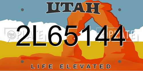 2L65144 Utah License Plate