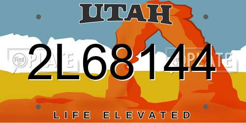 2L68144 Utah License Plate