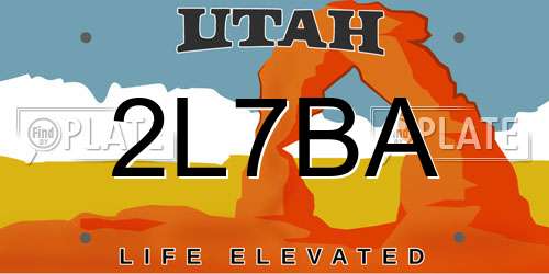 2L7BA Utah License Plate