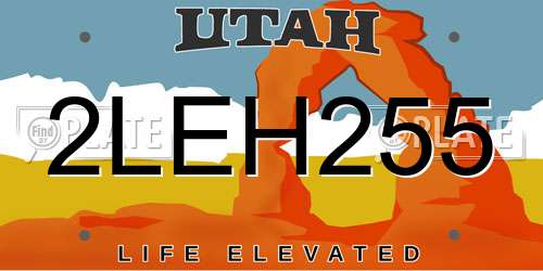 2LEH255 Utah License Plate
