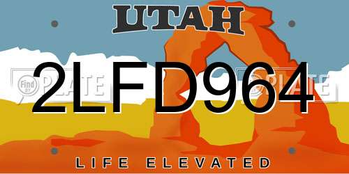2LFD964 Utah License Plate