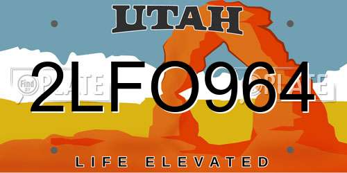 2LFO964 Utah License Plate