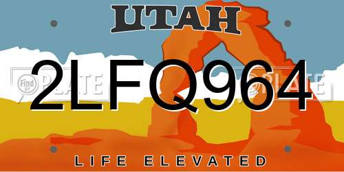 2LFQ964 Utah License Plate