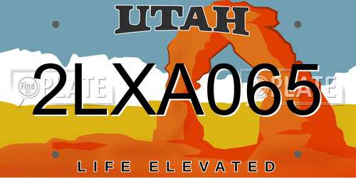 2LXA065 Utah License Plate