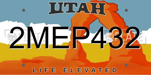 2MEP432 Utah License Plate