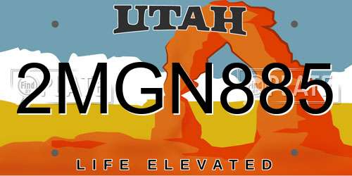 2MGN885 Utah License Plate