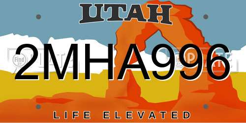 2MHA996 Utah License Plate