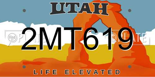 2MT619 Utah License Plate
