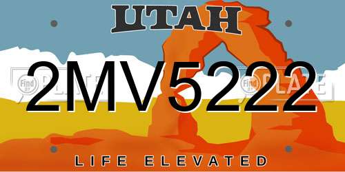 2MV5222 Utah License Plate