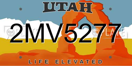 2MV5277 Utah License Plate