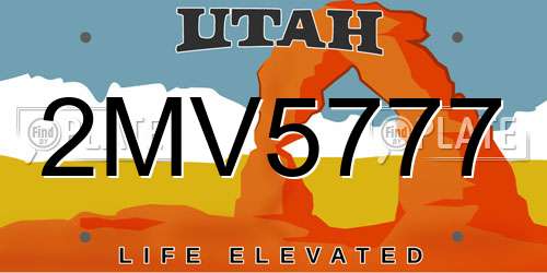 2MV5777 Utah License Plate