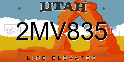 2MV835 Utah License Plate