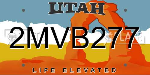 2MVB277 Utah License Plate
