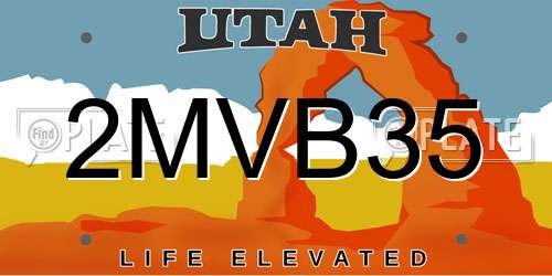 2MVB35 Utah License Plate