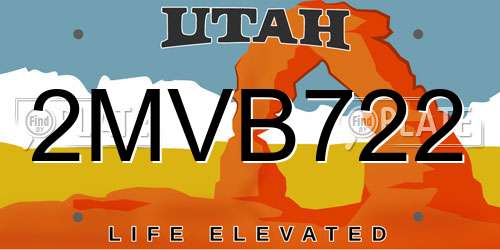 2MVB722 Utah License Plate