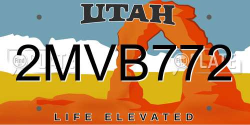 2MVB772 Utah License Plate