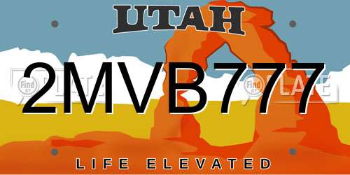 2MVB777 Utah License Plate