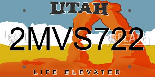 2MVS722 Utah License Plate