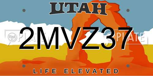 2MVZ37 Utah License Plate