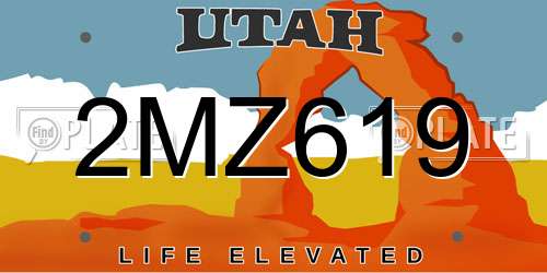 2MZ619 Utah License Plate