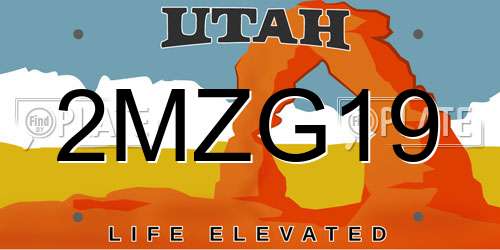 2MZG19 Utah License Plate