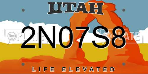 2N07S8 Utah License Plate