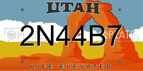 2N44B7 Utah License Plate
