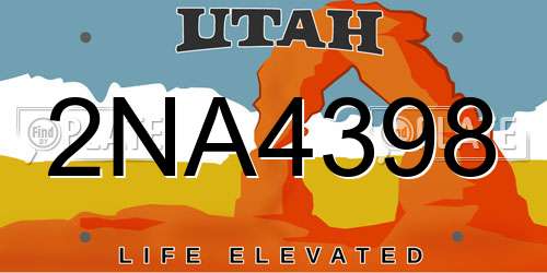 2NA4398 Utah License Plate