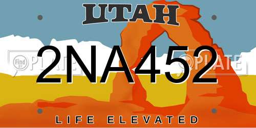 2NA452 Utah License Plate