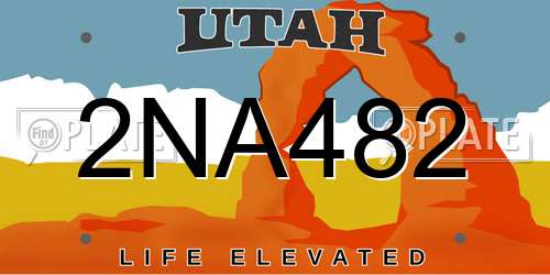 2NA482 Utah License Plate