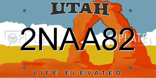 2NAA82 Utah License Plate