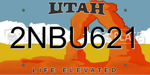 2NBU621 Utah License Plate