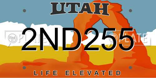 2ND255 Utah License Plate