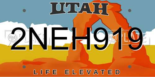 2NEH919 Utah License Plate