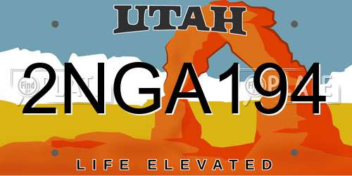 2NGA194 Utah License Plate