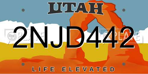 2NJD442 Utah License Plate
