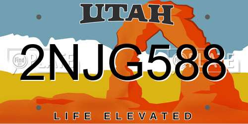 2NJG588 Utah License Plate