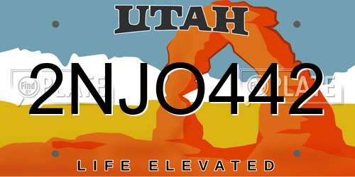 2NJO442 Utah License Plate