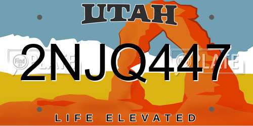2NJQ447 Utah License Plate