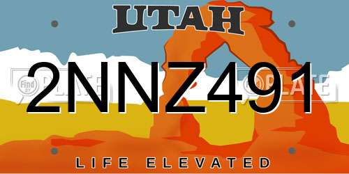 2NNZ491 Utah License Plate